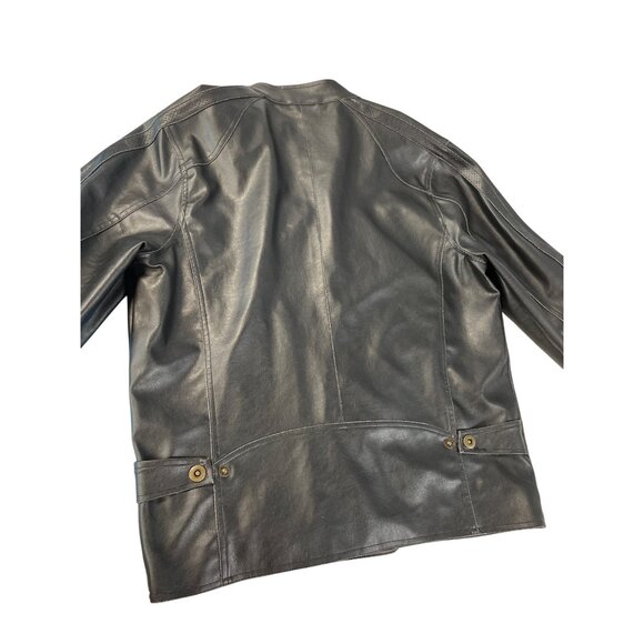 Carbon mens brown faux leather motorcycle jacket Size L SKU 9248 - Picture 7 of 12